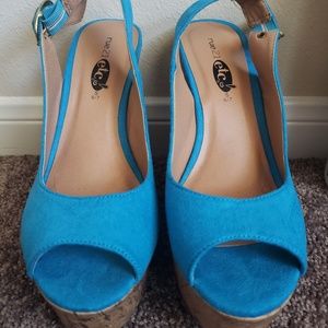 *2F25* Rue 21 Etc! | Ocean Blue Cork Wedges